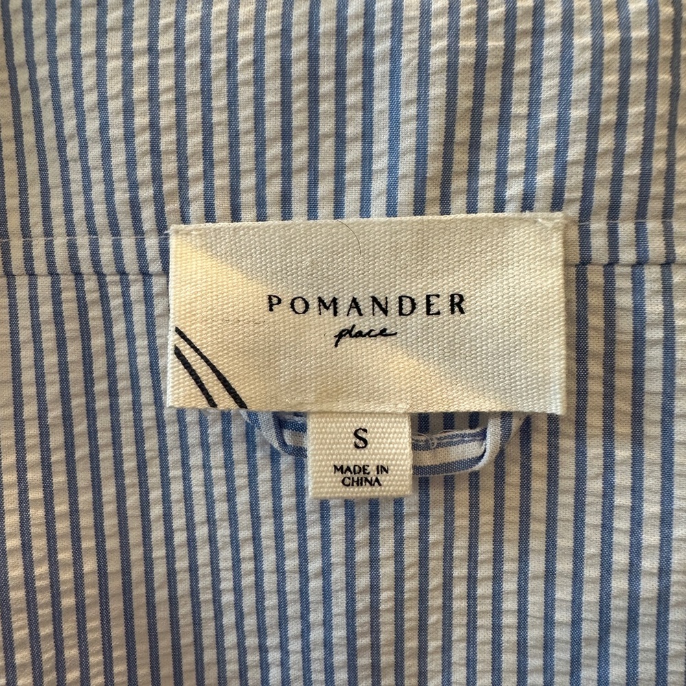 Tuckernuck Pomander Place Blue White Seersucker Dress S Button Front Fit, Midi - Picture 4 of 7